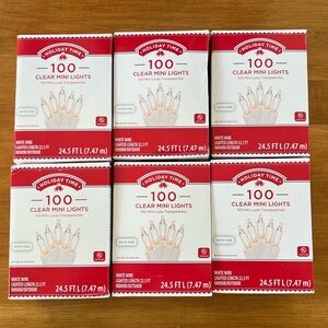 Holiday Time 100 Count Clear Mini Lights White Wire 6 Boxes